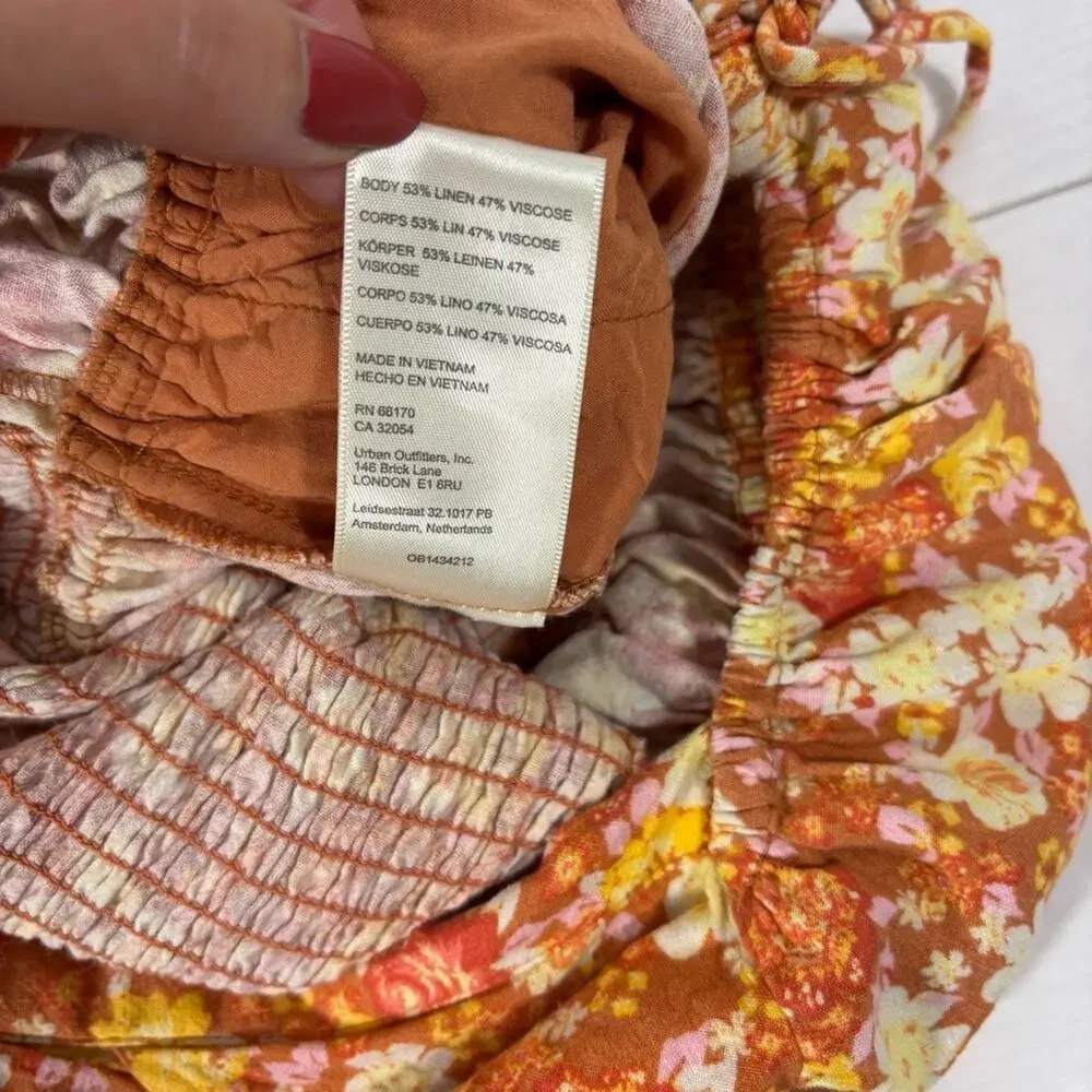 Free People Orange Floral Romper Size Small HH0646